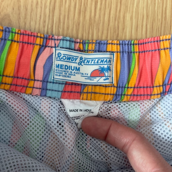 Men’s Rowdy Gentlemen Colorful Mesh Lined Swim Trunks Size Medium - Picture 5 of 6